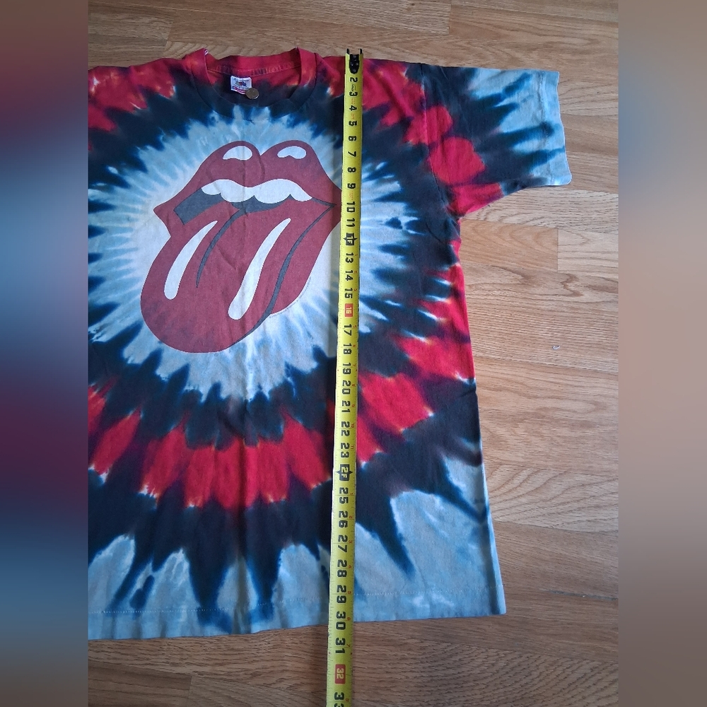 Fruit of the Loom Red and Blue Tie-Dye Mens Vintage Rollins Stone T-Shirt - Picture 3 of 8
